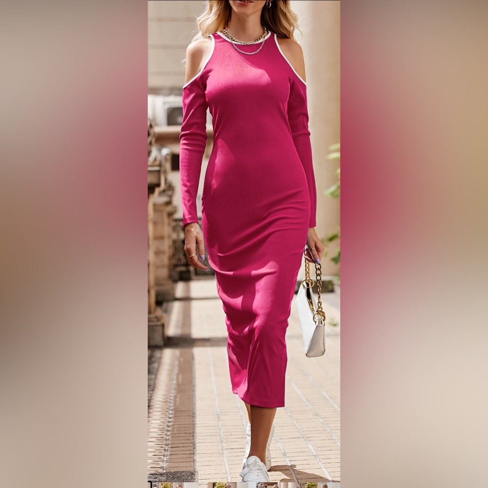 cut out long sleeve ribbed knit sweater maxi dress